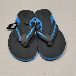 Blue and Black Flip Flops